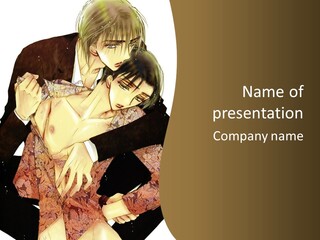 A Man And Woman Hugging Each Other With A Brown Background PowerPoint Template