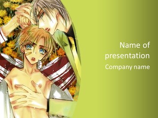 A Couple Of Anime Characters With Flowers In The Background PowerPoint Template