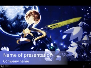 A Cartoon Character Holding A Sword In Front Of A Full Moon PowerPoint Template