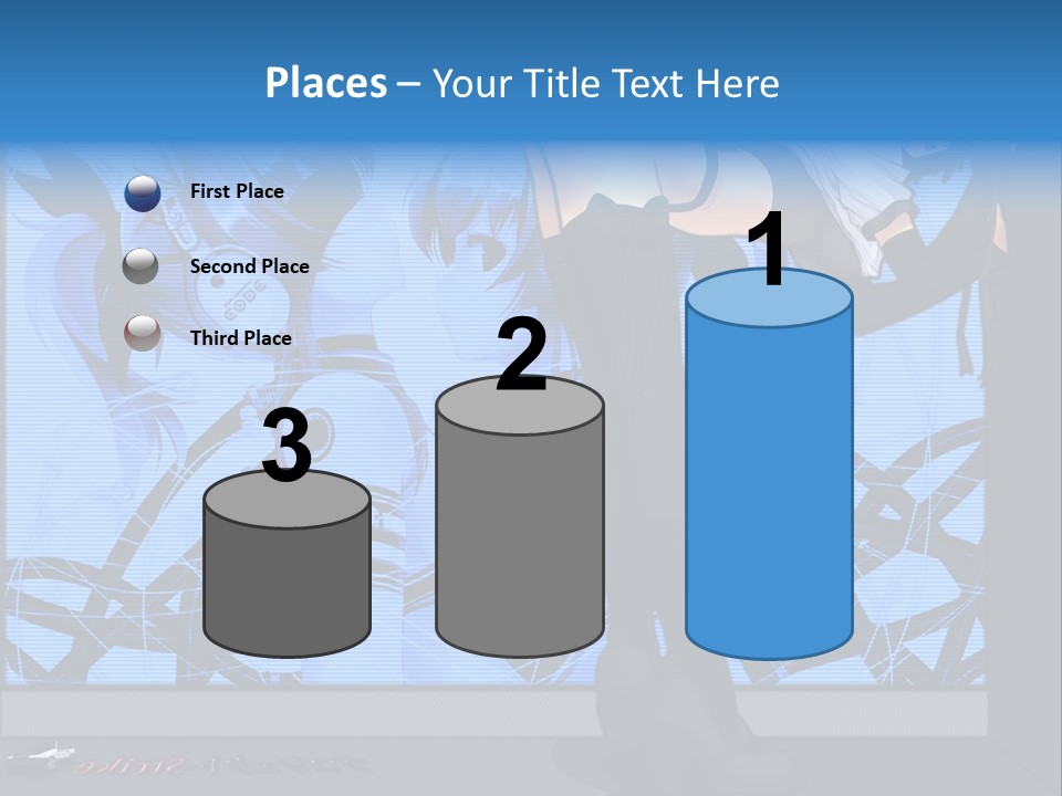 A Woman In A Black And White Outfit Standing In Front Of A Blue Background PowerPoint Template