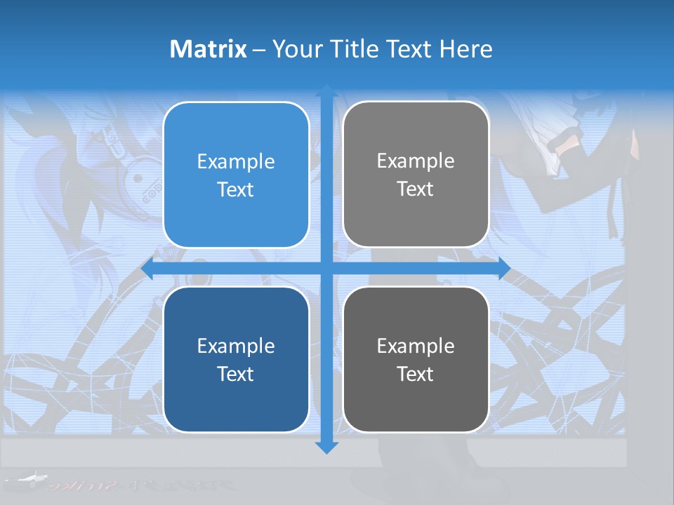 A Woman In A Black And White Outfit Standing In Front Of A Blue Background PowerPoint Template