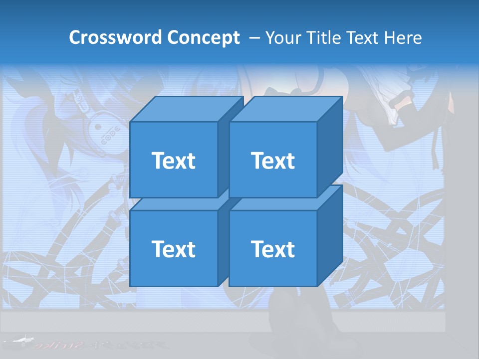 A Woman In A Black And White Outfit Standing In Front Of A Blue Background PowerPoint Template