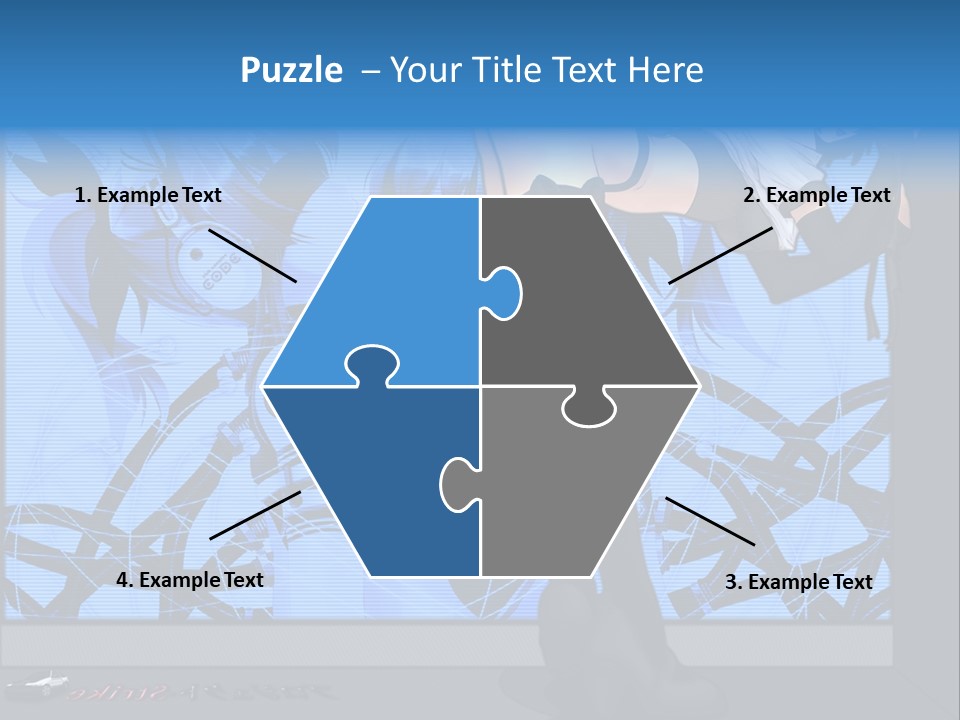 A Woman In A Black And White Outfit Standing In Front Of A Blue Background PowerPoint Template