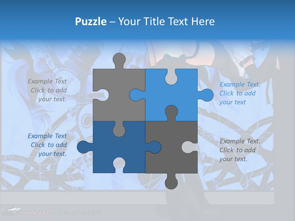 A Woman In A Black And White Outfit Standing In Front Of A Blue Background PowerPoint Template