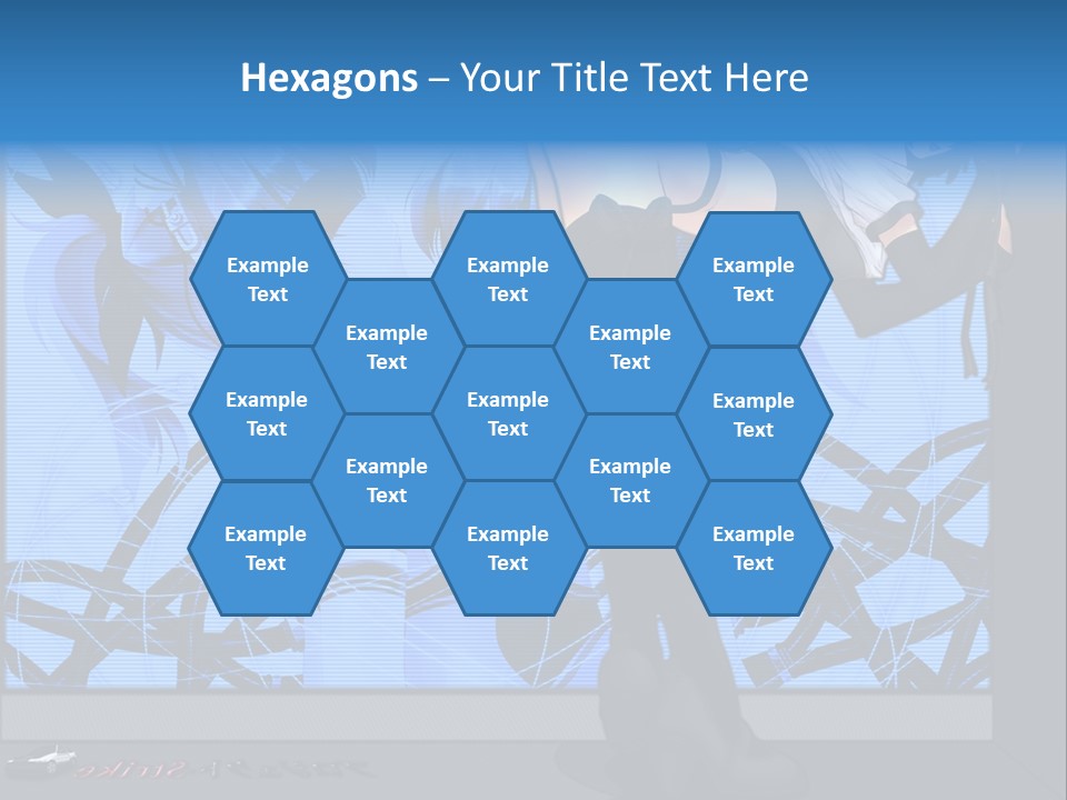 A Woman In A Black And White Outfit Standing In Front Of A Blue Background PowerPoint Template