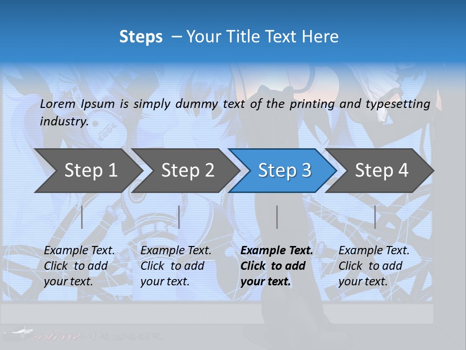 A Woman In A Black And White Outfit Standing In Front Of A Blue Background PowerPoint Template
