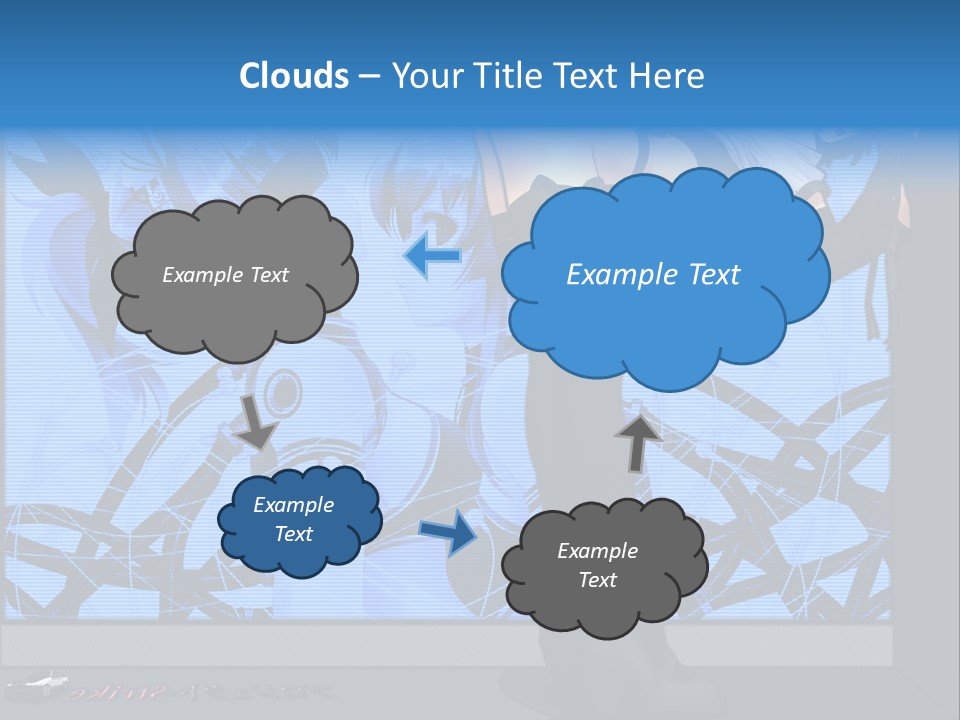 A Woman In A Black And White Outfit Standing In Front Of A Blue Background PowerPoint Template