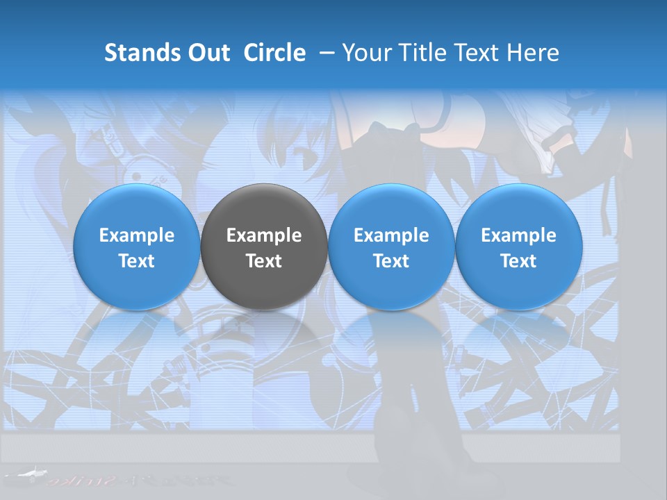 A Woman In A Black And White Outfit Standing In Front Of A Blue Background PowerPoint Template