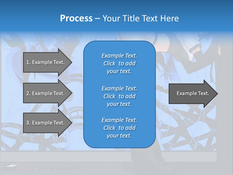 A Woman In A Black And White Outfit Standing In Front Of A Blue Background PowerPoint Template