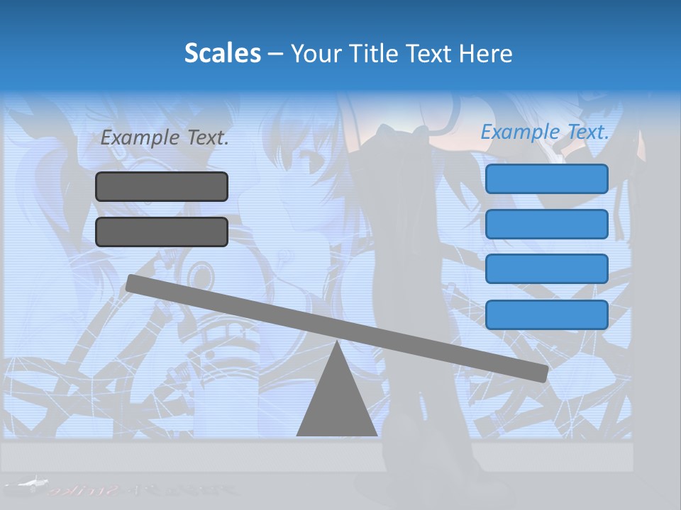 A Woman In A Black And White Outfit Standing In Front Of A Blue Background PowerPoint Template