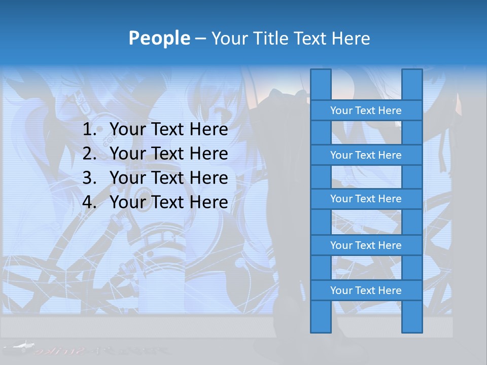 A Woman In A Black And White Outfit Standing In Front Of A Blue Background PowerPoint Template