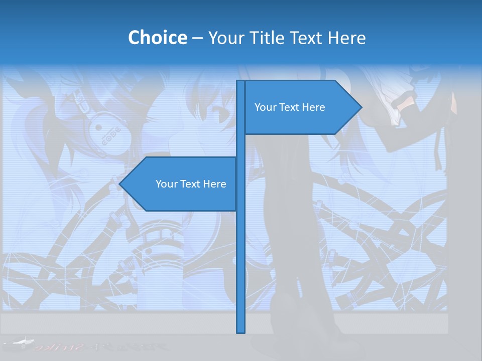 A Woman In A Black And White Outfit Standing In Front Of A Blue Background PowerPoint Template