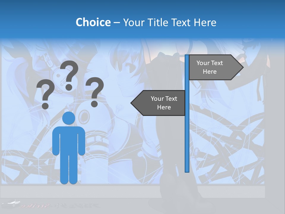 A Woman In A Black And White Outfit Standing In Front Of A Blue Background PowerPoint Template