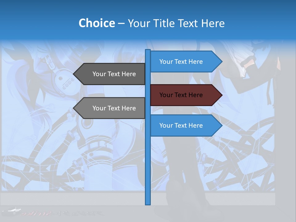 A Woman In A Black And White Outfit Standing In Front Of A Blue Background PowerPoint Template