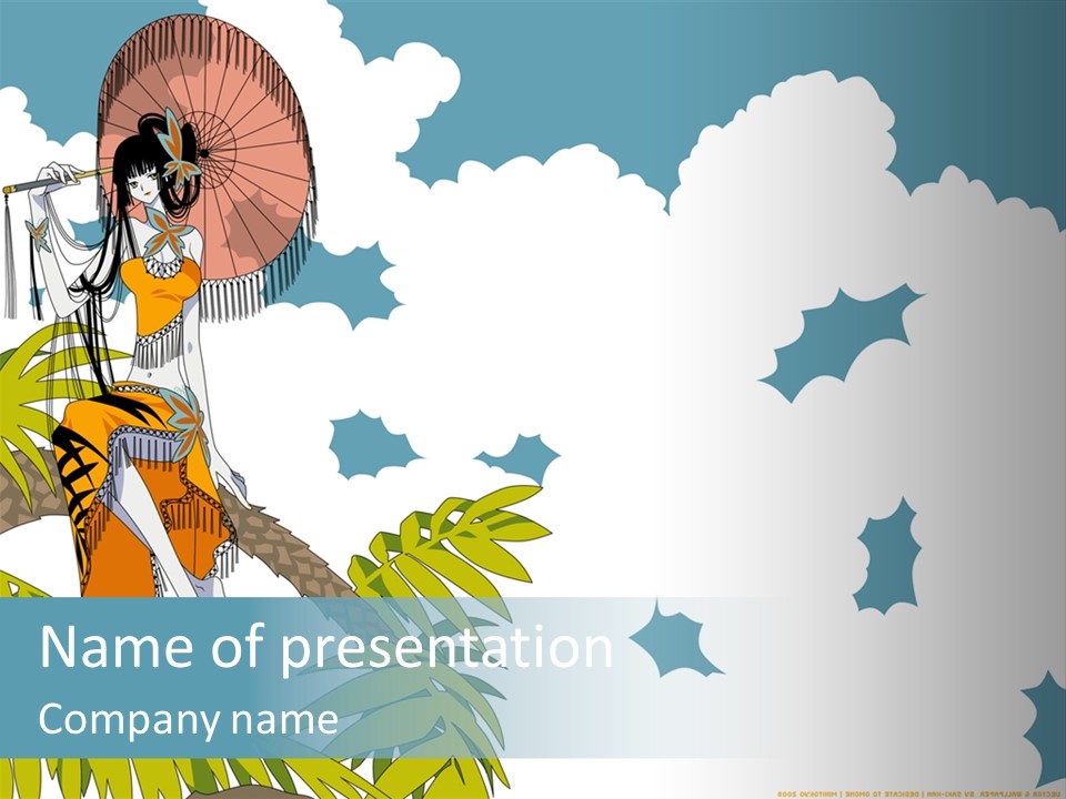 A Woman Holding An Umbrella On Top Of A Tree PowerPoint Template