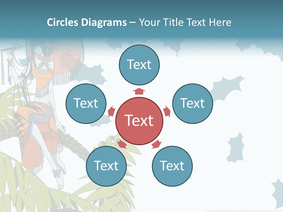 A Woman Holding An Umbrella On Top Of A Tree PowerPoint Template