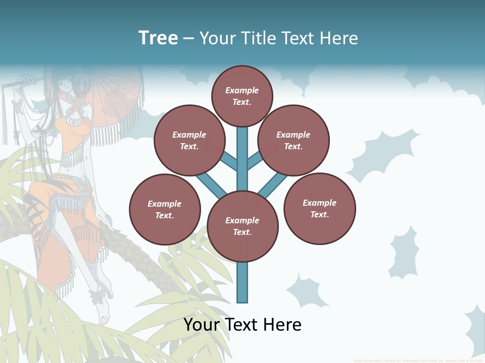 A Woman Holding An Umbrella On Top Of A Tree PowerPoint Template