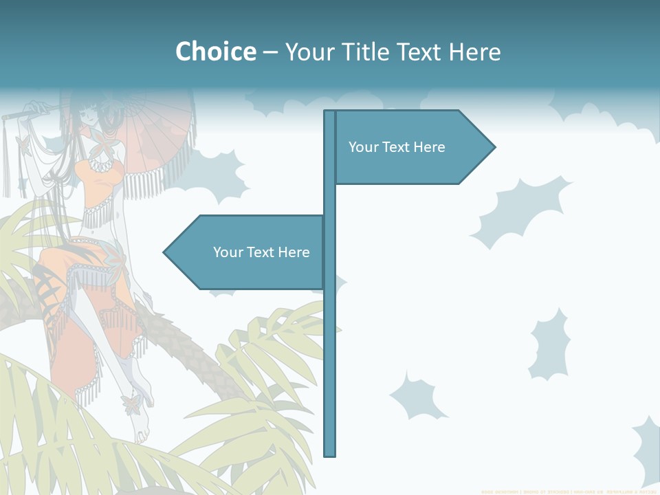 A Woman Holding An Umbrella On Top Of A Tree PowerPoint Template