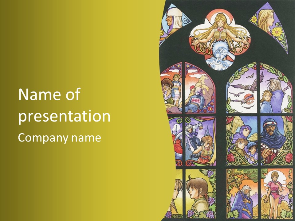 An Image Of A Church Window With The Words Name Of Presentation Company Name PowerPoint Template