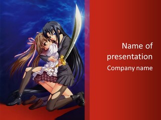 A Couple Of Anime Characters With Swords In Their Hands PowerPoint Template