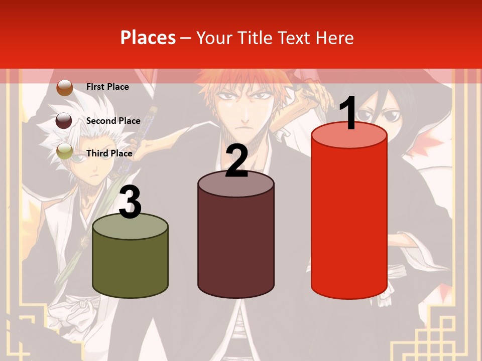 A Group Of Anime Characters With A Red Background PowerPoint Template