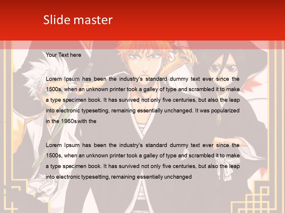 A Group Of Anime Characters With A Red Background PowerPoint Template