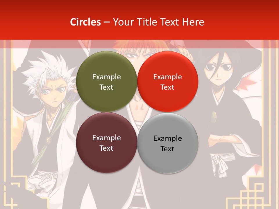 A Group Of Anime Characters With A Red Background PowerPoint Template