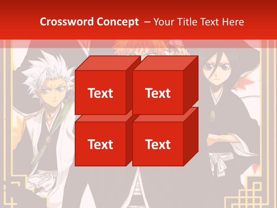 A Group Of Anime Characters With A Red Background PowerPoint Template