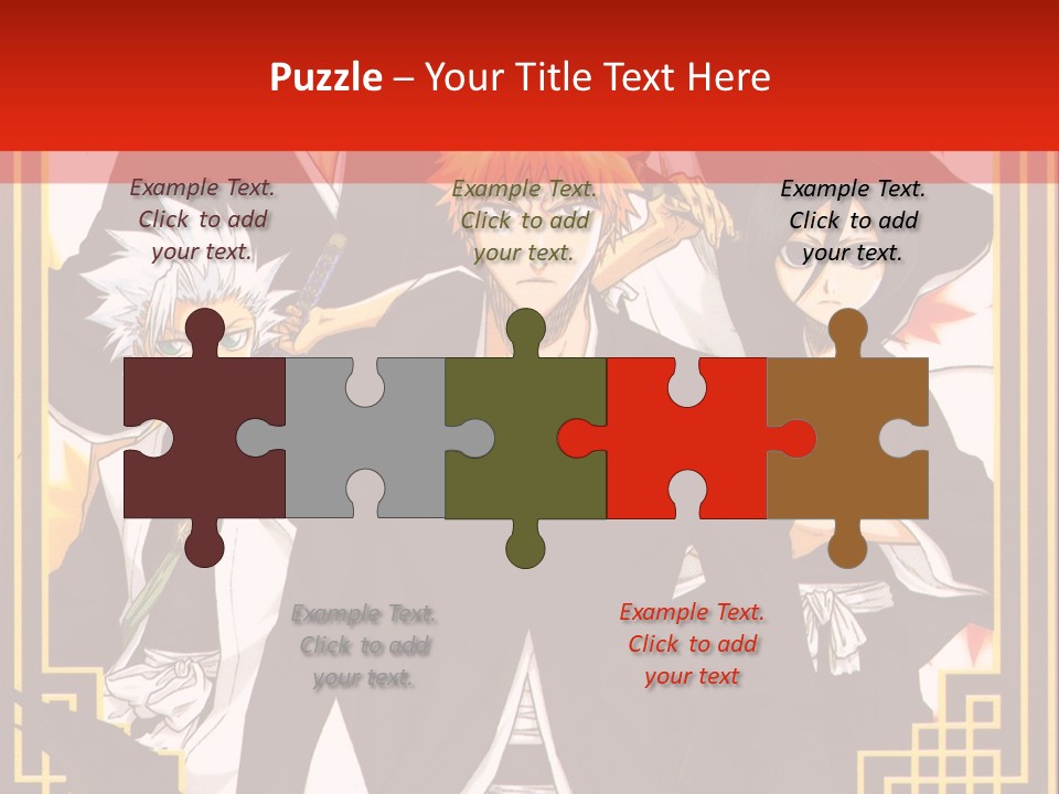A Group Of Anime Characters With A Red Background PowerPoint Template