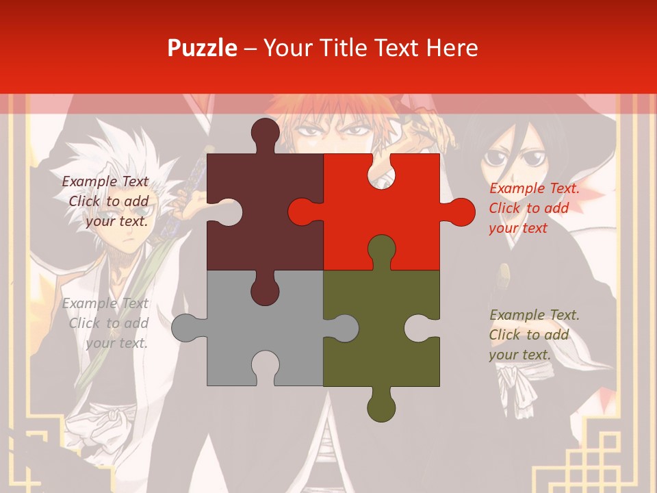 A Group Of Anime Characters With A Red Background PowerPoint Template