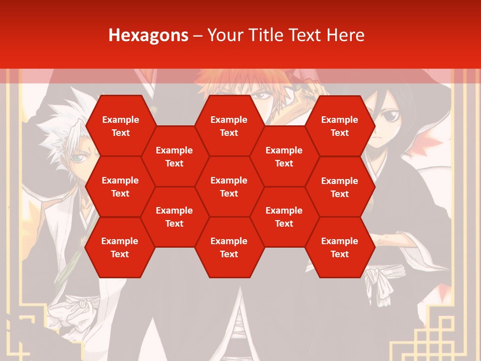 A Group Of Anime Characters With A Red Background PowerPoint Template