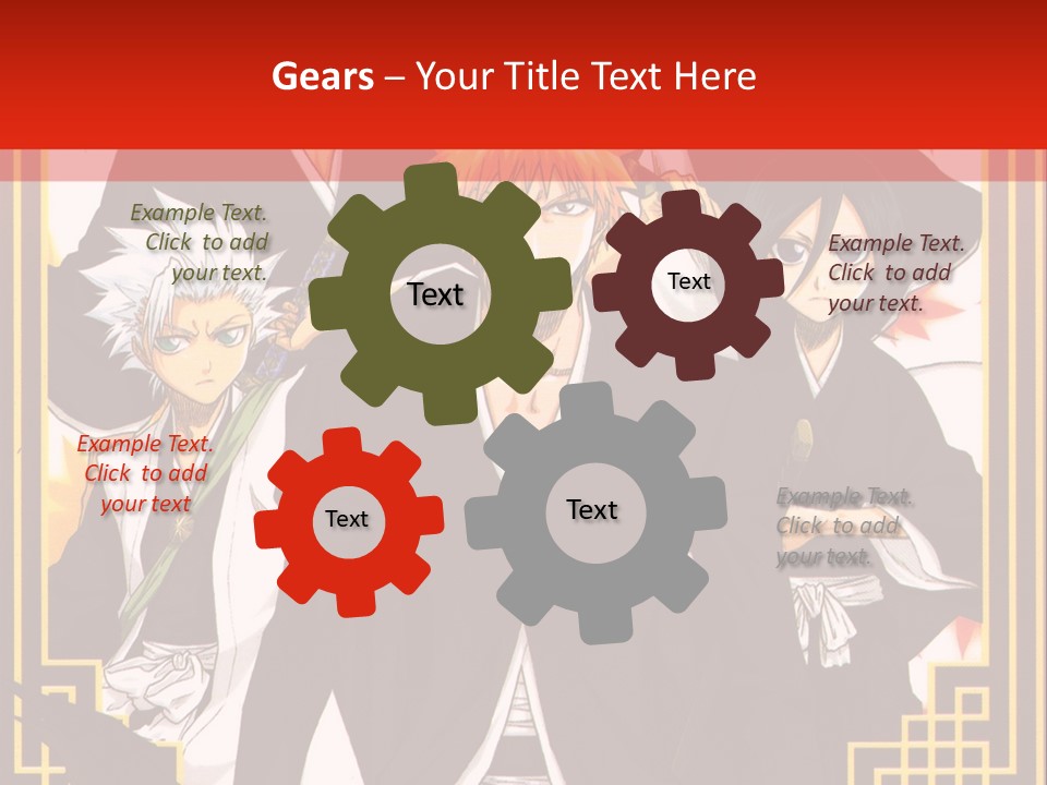 A Group Of Anime Characters With A Red Background PowerPoint Template