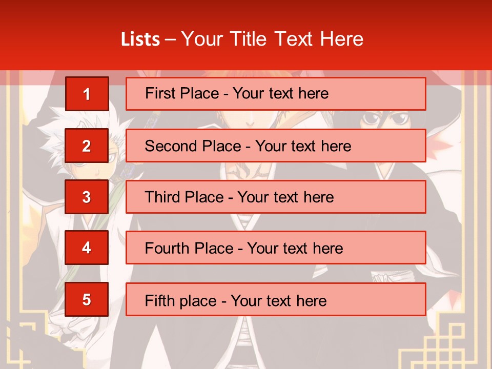 A Group Of Anime Characters With A Red Background PowerPoint Template