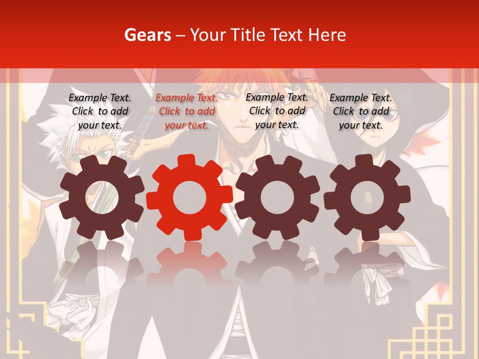 A Group Of Anime Characters With A Red Background PowerPoint Template