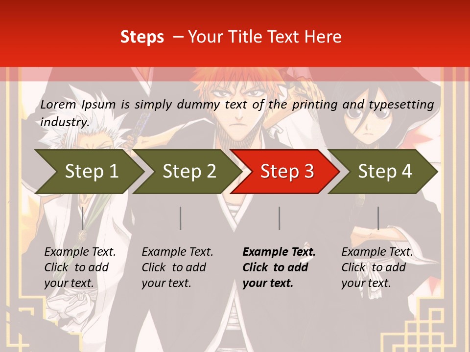 A Group Of Anime Characters With A Red Background PowerPoint Template