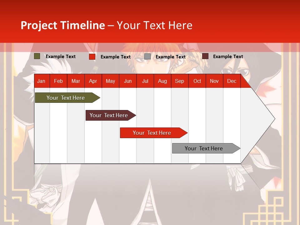 A Group Of Anime Characters With A Red Background PowerPoint Template