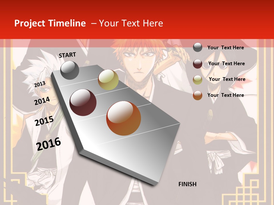 A Group Of Anime Characters With A Red Background PowerPoint Template