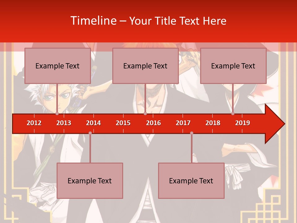 A Group Of Anime Characters With A Red Background PowerPoint Template