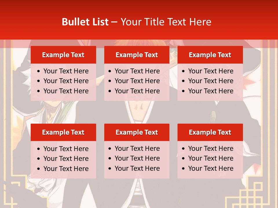 A Group Of Anime Characters With A Red Background PowerPoint Template