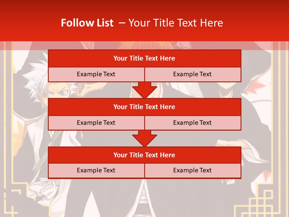 A Group Of Anime Characters With A Red Background PowerPoint Template