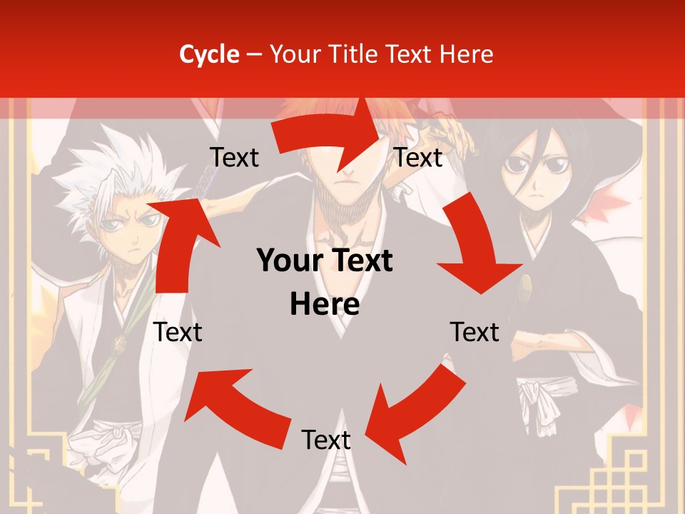 A Group Of Anime Characters With A Red Background PowerPoint Template