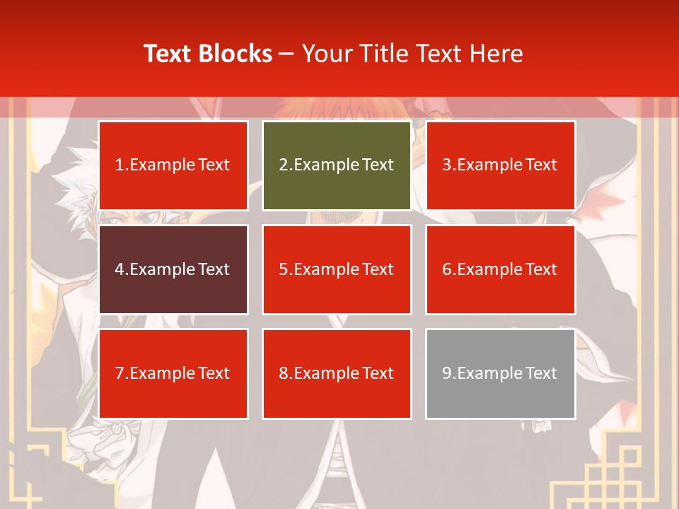 A Group Of Anime Characters With A Red Background PowerPoint Template