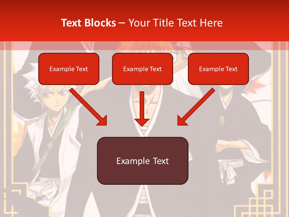 A Group Of Anime Characters With A Red Background PowerPoint Template