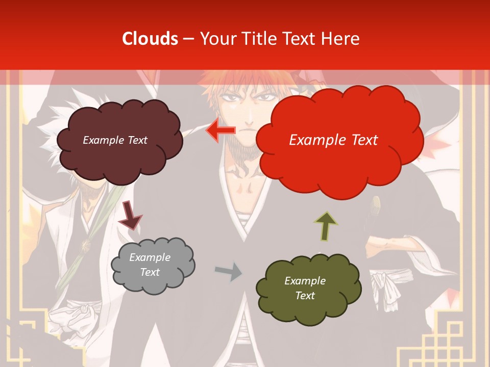 A Group Of Anime Characters With A Red Background PowerPoint Template