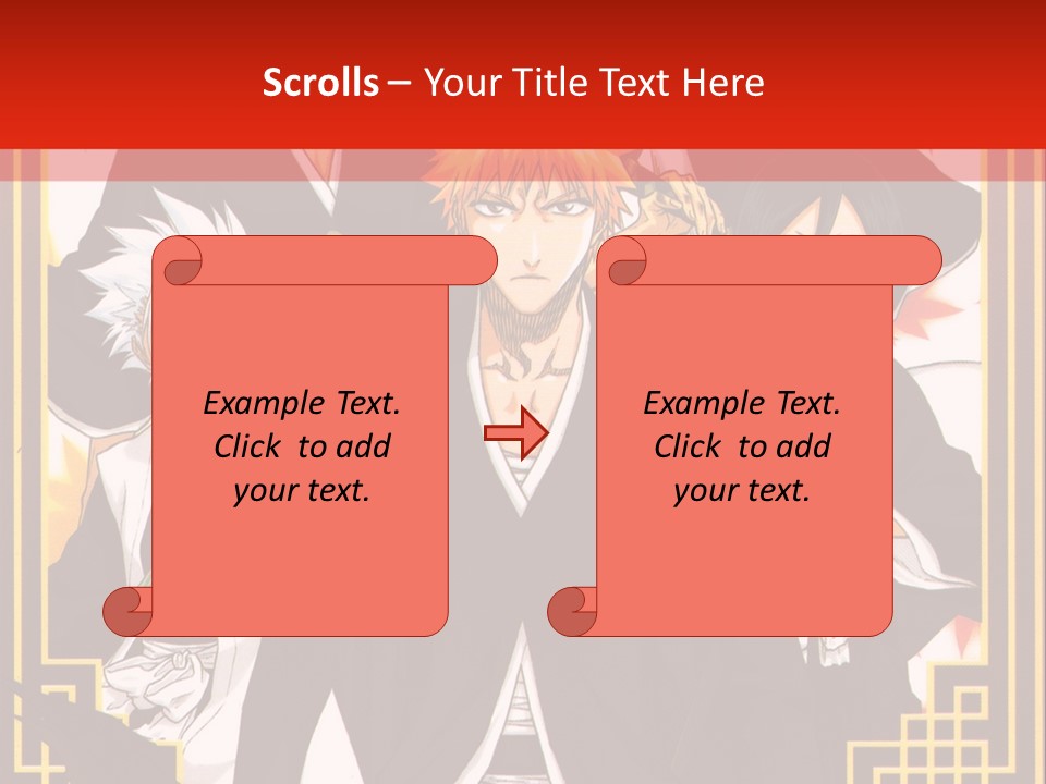 A Group Of Anime Characters With A Red Background PowerPoint Template