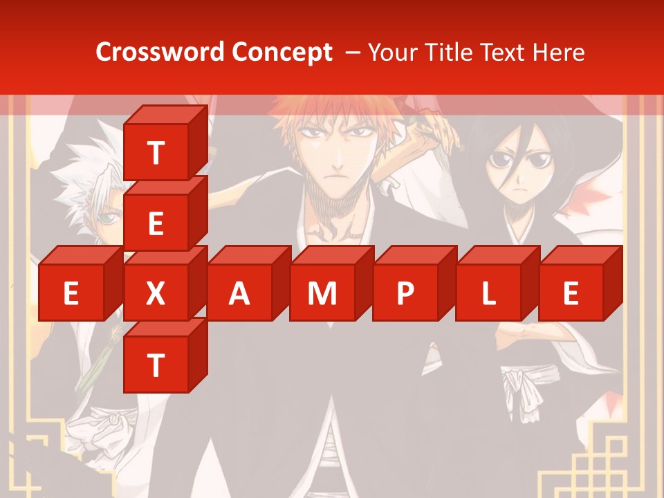 A Group Of Anime Characters With A Red Background PowerPoint Template