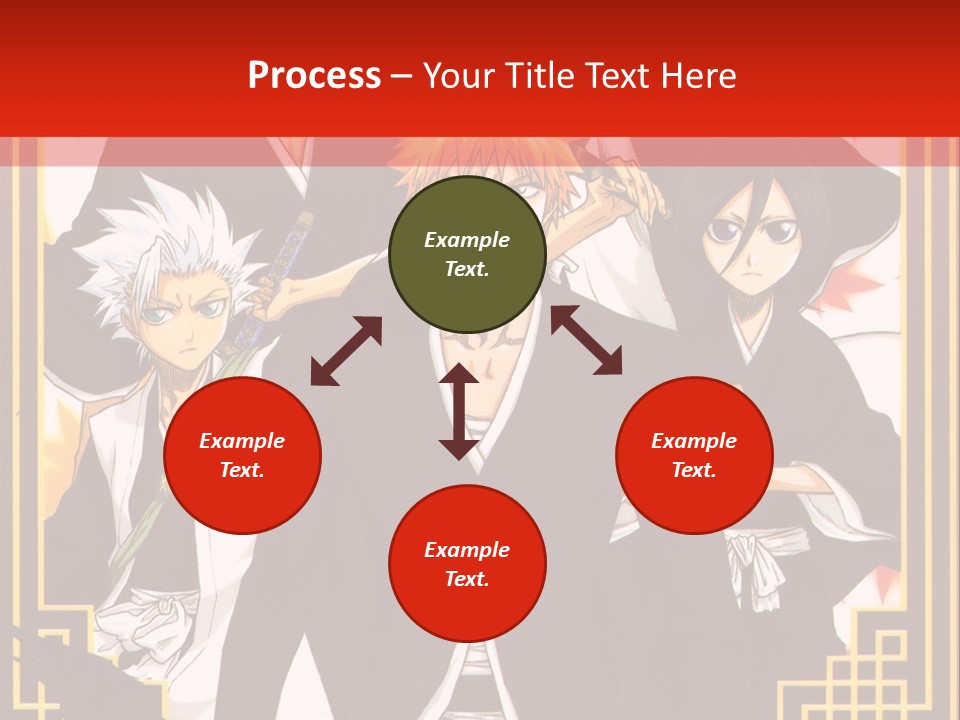 A Group Of Anime Characters With A Red Background PowerPoint Template
