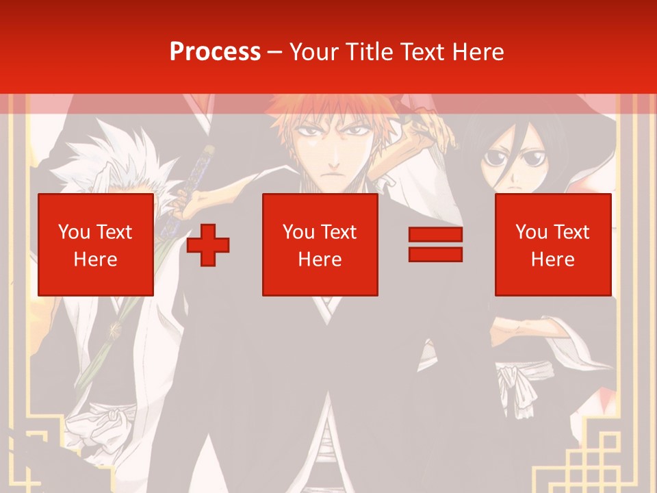 A Group Of Anime Characters With A Red Background PowerPoint Template