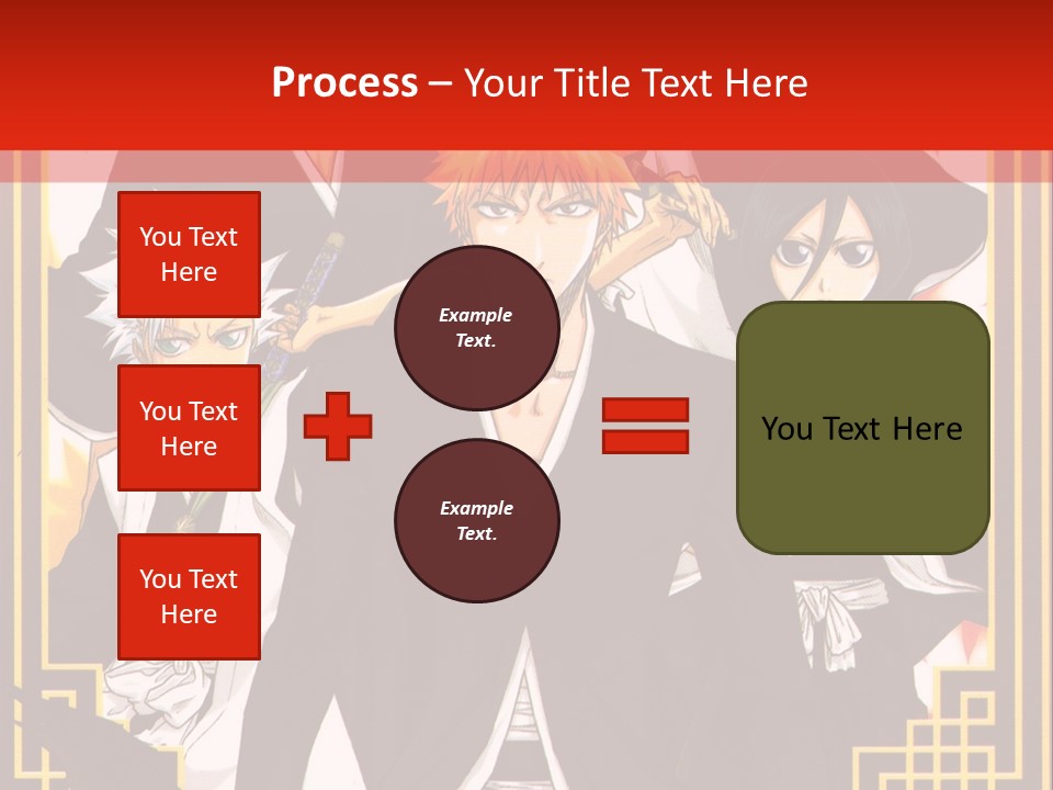 A Group Of Anime Characters With A Red Background PowerPoint Template