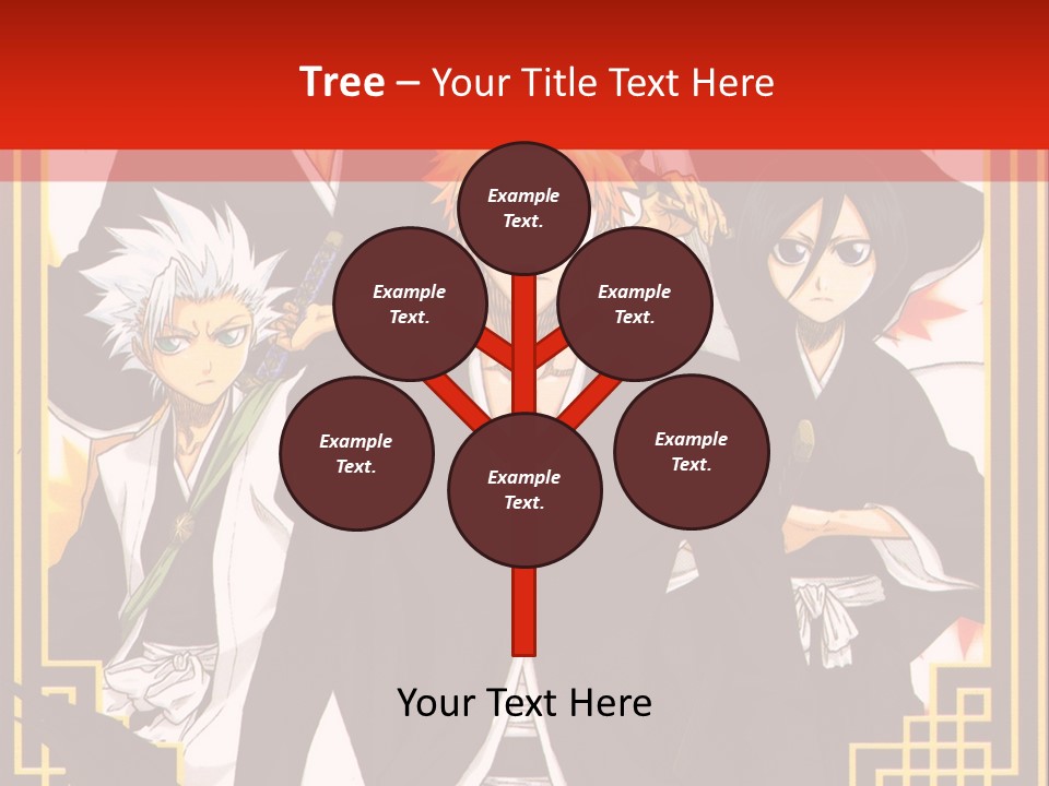 A Group Of Anime Characters With A Red Background PowerPoint Template